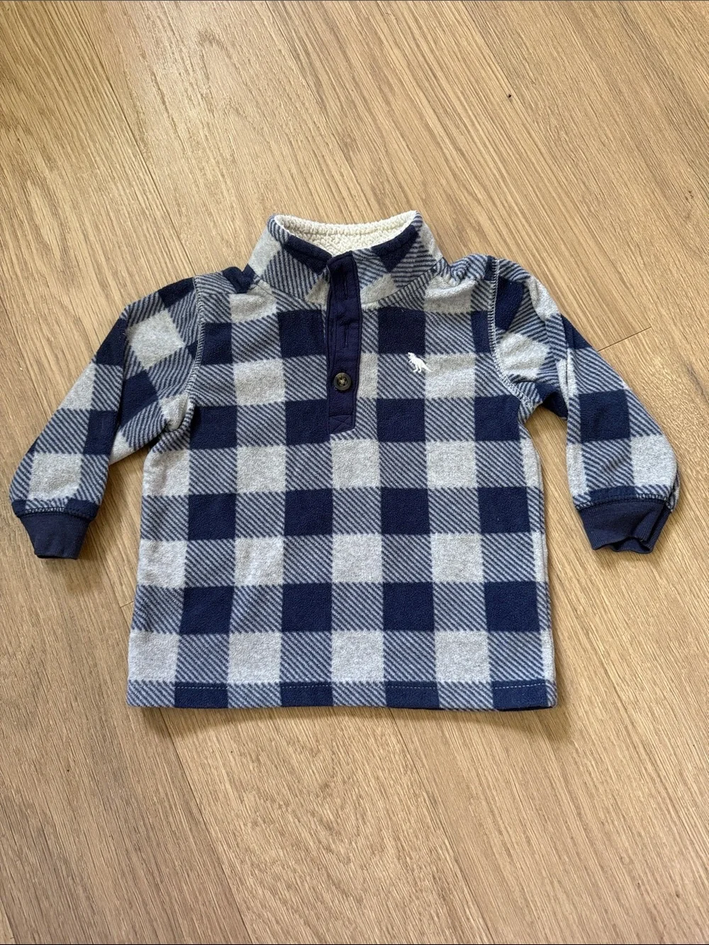 Carter's Navy and Gray Buffalo Plaid Pullover Hoodie Size 18 Months